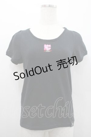 画像: HELL CAT PUNKS / CAT刺繍半袖カットソー S 黒Ｘピンク I-26-02-25-016-PU-TO-SA-ZI