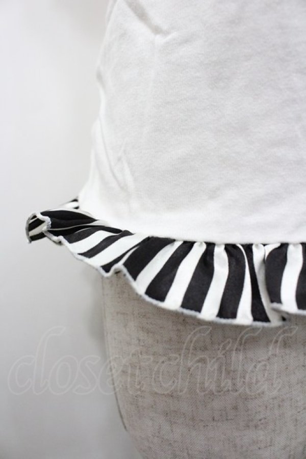 画像2: PEACE NOW / ストライプリボン半袖カットソー  白Ｘ I-26-02-25-017-PU-TO-SA-ZI (2)