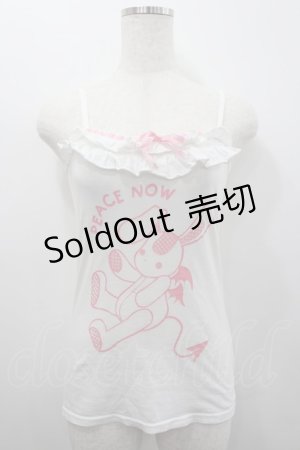 画像: PEACE NOW / うさぎデビルキャミソール  白Ｘピンク I-26-02-25-018-PU-TO-SA-ZI