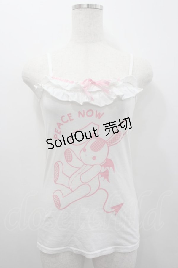 画像1: PEACE NOW / うさぎデビルキャミソール  白Ｘピンク I-26-02-25-018-PU-TO-SA-ZI (1)