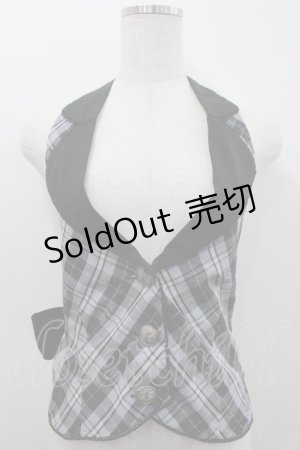 画像: PUTUMAYO / チェックベスト  サックスＸ黒 I-26-02-25-019-PT-TO-SA-ZI