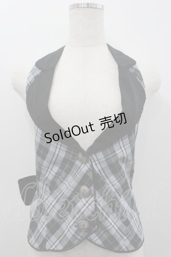 画像1: PUTUMAYO / チェックベスト  サックスＸ黒 I-26-02-25-019-PT-TO-SA-ZI (1)