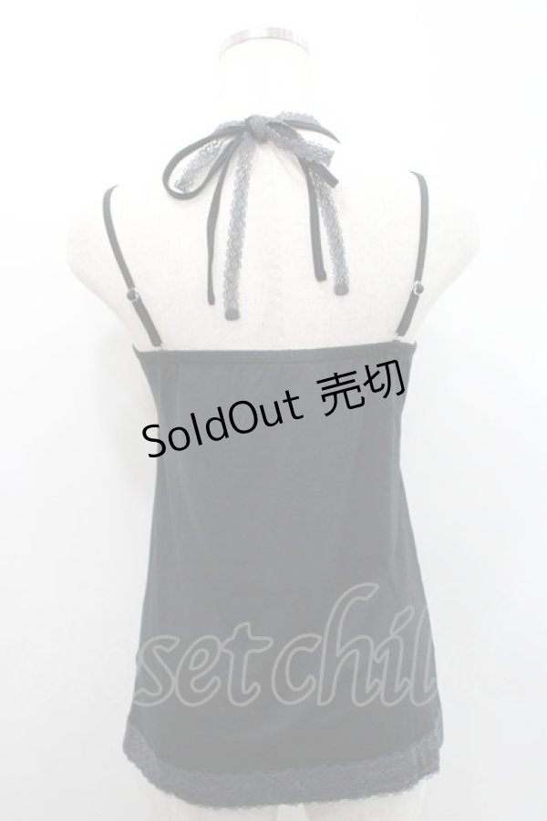 画像2: axes femme / フラワーモチーフ使いホルターキャミ  クロ I-26-02-25-002-AX-TO-SA-ZI (2)