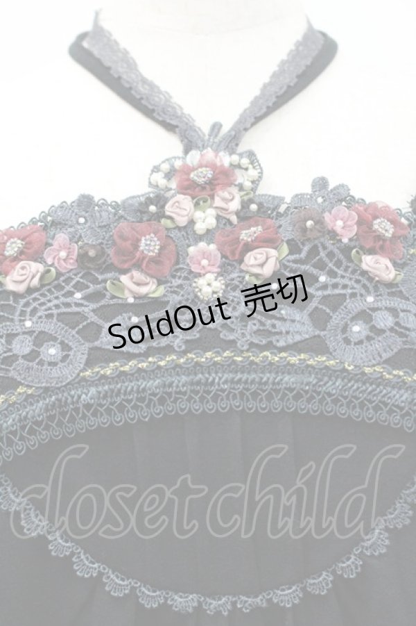 画像3: axes femme / フラワーモチーフ使いホルターキャミ  クロ I-26-02-25-002-AX-TO-SA-ZI (3)