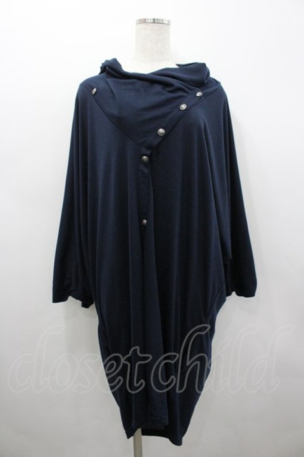 画像1: ALGONQUINS / ドレープロングカーディガン  紺 I-26-02-25-022-AL-TO-SA-ZI (1)