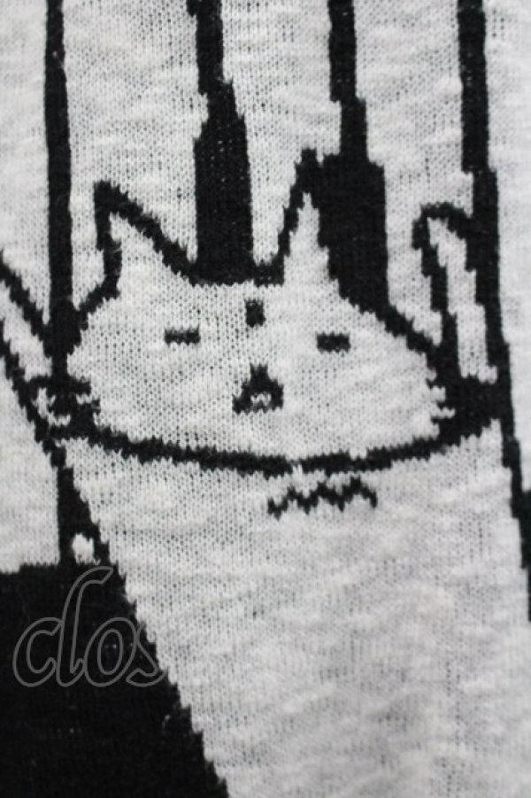 画像2: MINT NeKO / 音符柄ニットロングトップス  白Ｘ黒 I-26-02-25-023-HN-TO-SA-ZI (2)