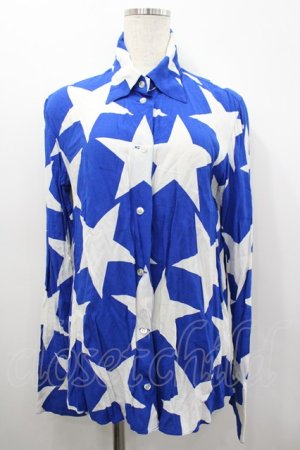 画像: SEXY DYNAMITE LONDON / スター総柄シャツ  青Ｘ白 I-26-02-25-024-PU-BL-SA-ZI