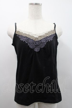 画像: axes femme / Vレースキャミソール  黒Ｘパープル I-26-02-25-003-AX-TO-SA-ZI