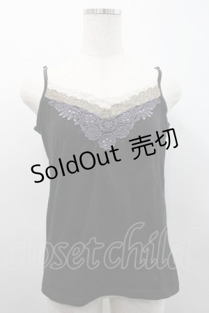 画像: axes femme / Vレースキャミソール  黒Ｘパープル I-26-02-25-003-AX-TO-SA-ZI