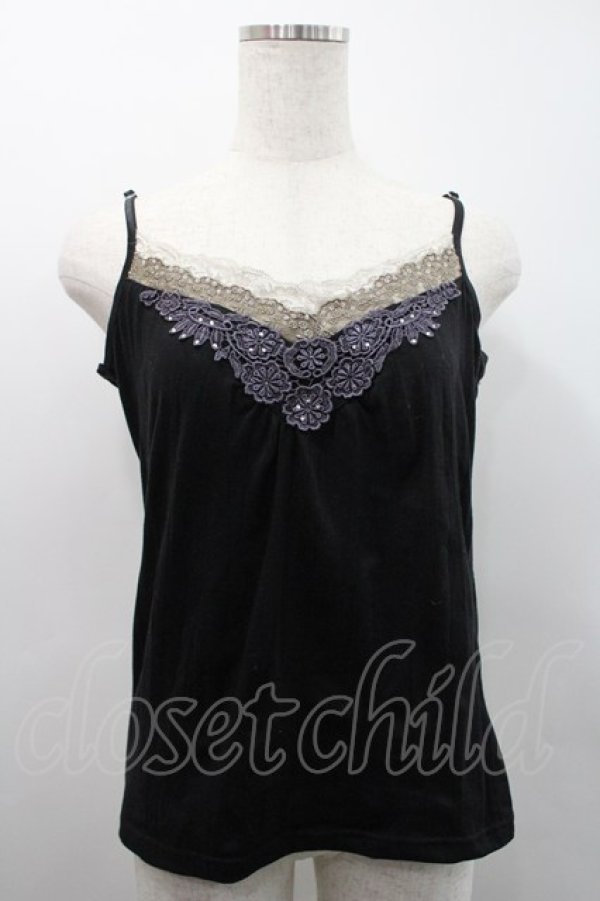 画像1: axes femme / Vレースキャミソール  黒Ｘパープル I-26-02-25-003-AX-TO-SA-ZI (1)