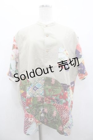 画像: Karl Helmut / 和柄パッチワーク半袖シャツ M ベージュＸカラフル I-26-02-28-038-EL-BL-SA-ZI