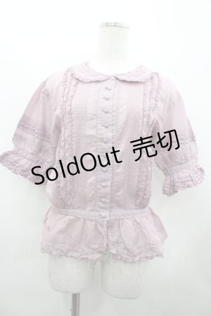 画像: PINK HOUSE / ピンタックフリル半袖ブラウス  ピンク I-26-02-28-039-LO-BL-SA-ZI