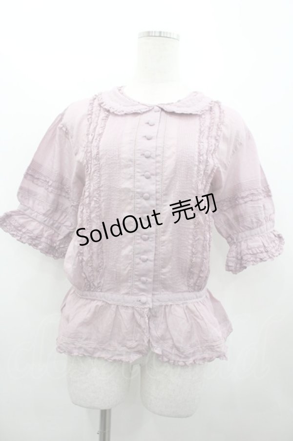 画像1: PINK HOUSE / ピンタックフリル半袖ブラウス  ピンク I-26-02-28-039-LO-BL-SA-ZI (1)