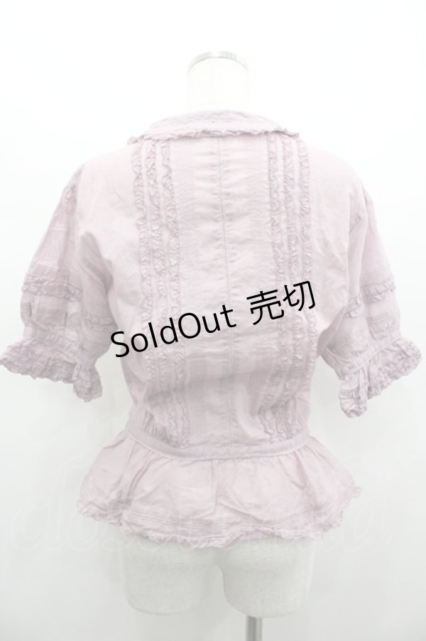 画像2: PINK HOUSE / ピンタックフリル半袖ブラウス  ピンク I-26-02-28-039-LO-BL-SA-ZI (2)