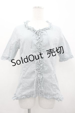 画像: PINK HOUSE / フリル半袖ブラウス  サックス I-26-02-28-040-LO-BL-SA-ZI