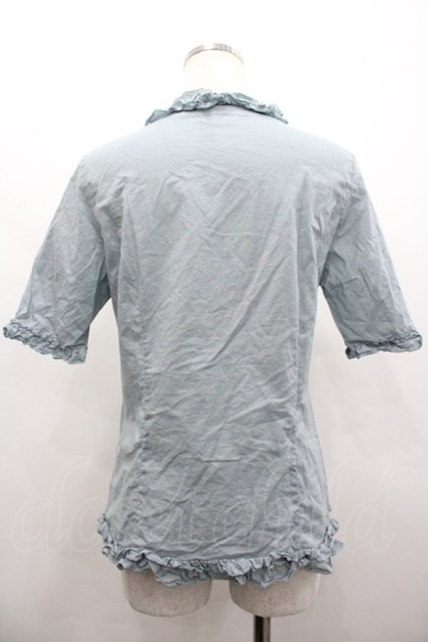 画像2: PINK HOUSE / フリル半袖ブラウス  サックス I-26-02-28-040-LO-BL-SA-ZI (2)