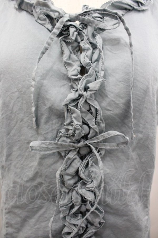 画像3: PINK HOUSE / フリル半袖ブラウス  サックス I-26-02-28-040-LO-BL-SA-ZI (3)