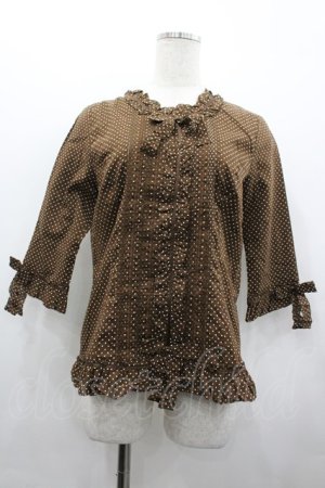 画像: PINK HOUSE / ドットフリルブラウス  ブラウン I-26-02-28-041-LO-BL-SA-ZI
