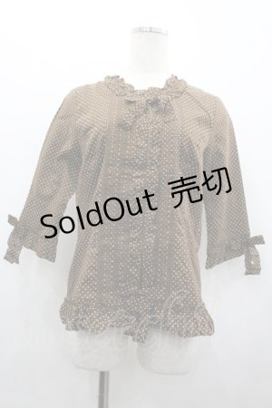 画像: PINK HOUSE / ドットフリルブラウス  ブラウン I-26-02-28-041-LO-BL-SA-ZI