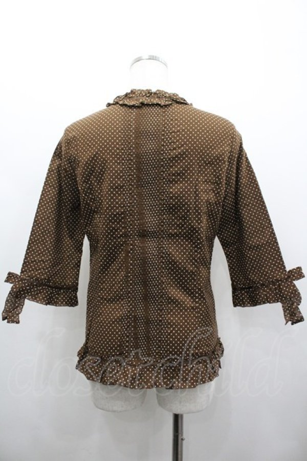 画像2: PINK HOUSE / ドットフリルブラウス  ブラウン I-26-02-28-041-LO-BL-SA-ZI (2)