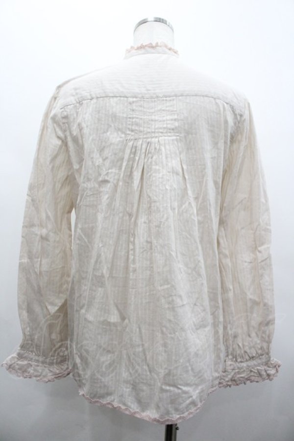 画像2: PINK HOUSE / ストライプピンタックハイネック長袖ブラウス  ピンク I-26-02-28-043-LO-BL-SA-ZI (2)