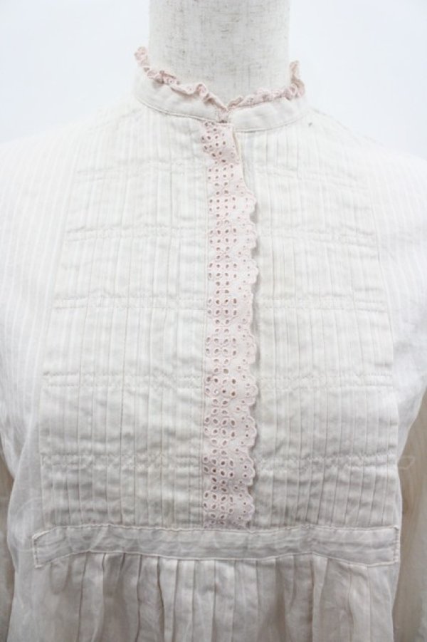 画像3: PINK HOUSE / ストライプピンタックハイネック長袖ブラウス  ピンク I-26-02-28-043-LO-BL-SA-ZI (3)