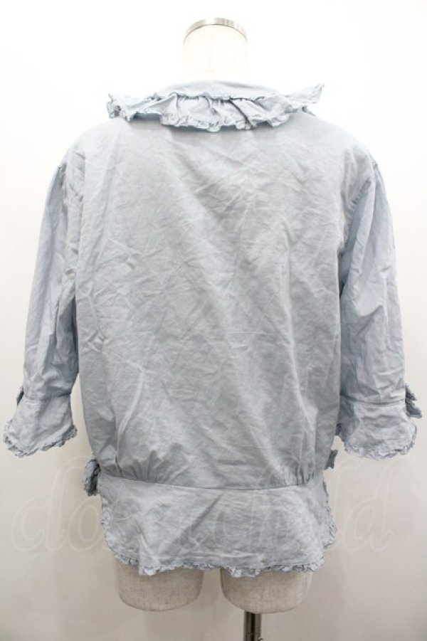 画像2: INGEBORG / ピコフリルピンタックブラウス  サックス I-26-02-28-044-LO-BL-SA-ZI (2)