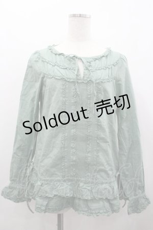 画像: PINK HOUSE / 3連ピコフリル長袖ブラウス  ハッカ I-26-02-28-045-LO-BL-SA-ZI