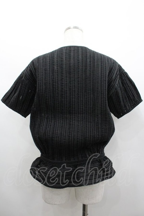 画像2: PINK HOUSE / 梯子レースストライプブラウス  黒 I-26-02-28-046-LO-BL-SA-ZI (2)