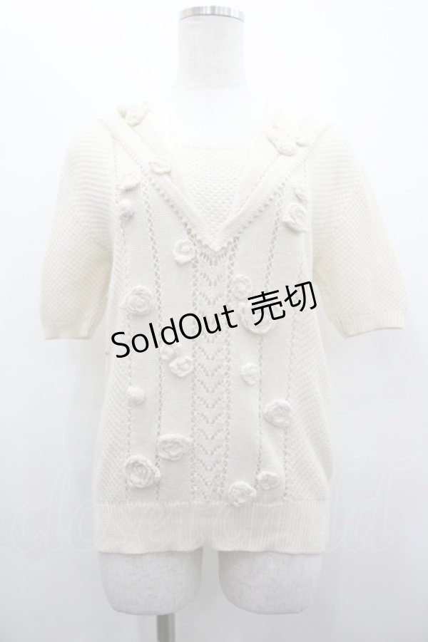 画像1: PINK HOUSE / カメリアモチーフニットセーラー襟トップス  生成り I-26-02-28-048-LO-TO-SA-ZI (1)