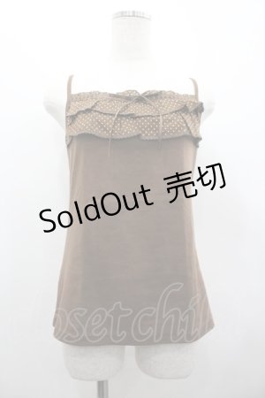 画像: PINK HOUSE / ドットフリルキャミソール  ブラウンＸ白 I-26-02-28-049-LO-TO-SA-ZI