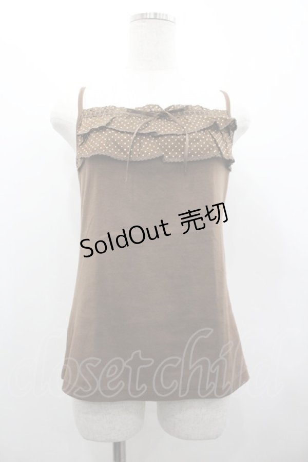 画像1: PINK HOUSE / ドットフリルキャミソール  ブラウンＸ白 I-26-02-28-049-LO-TO-SA-ZI (1)