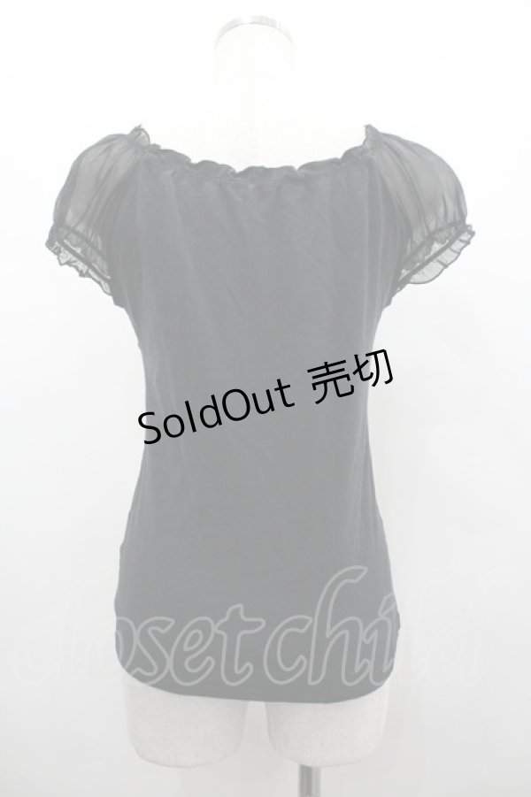 画像2: L`EST ROSE / フロントレースリボン半袖トップス  黒 I-26-02-28-050-0-TO-SA-ZI (2)