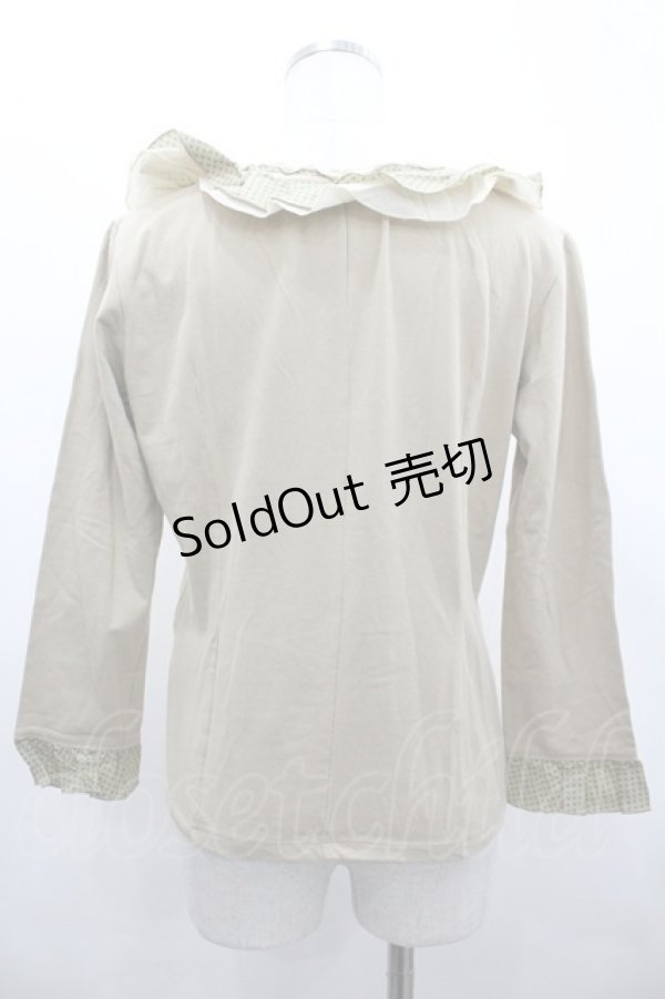 画像2: INGEBORG / ドットフリルカットカーディガン  ベージュＸグリーン I-26-02-28-052-LO-TO-SA-ZI (2)