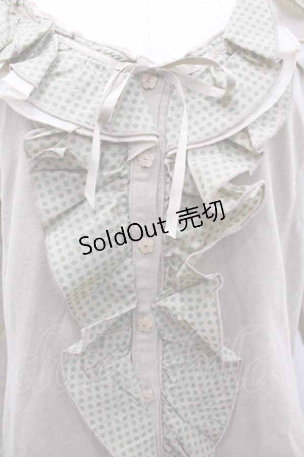 画像3: INGEBORG / ドットフリルカットカーディガン  ベージュＸグリーン I-26-02-28-052-LO-TO-SA-ZI (3)