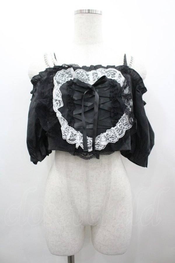 画像1: Ank Rouge / ハートスピンドルオフショル M 黒 I-26-02-28-006-CA-TO-TE-ZI (1)