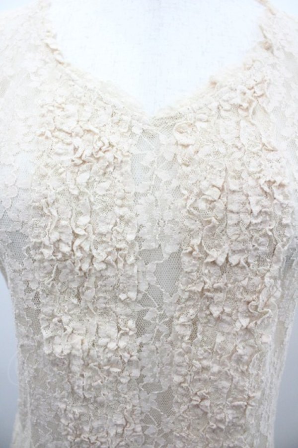 画像3: INGEBORG / レースノースリーブトップス M ベージュ I-26-02-28-054-LO-TO-SA-ZI (3)