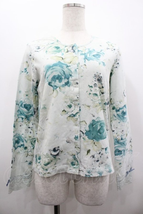 画像1: PINK HOUSE / 薔薇プリントカットカーディガン  サックス I-26-02-28-056-LO-TO-SA-ZI (1)