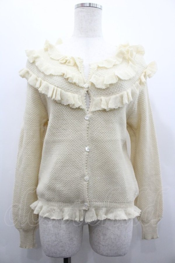画像1: PINK HOUSE / 3段フリルニットカーディガン  アイボリー I-26-02-28-059-LO-TO-SA-ZI (1)