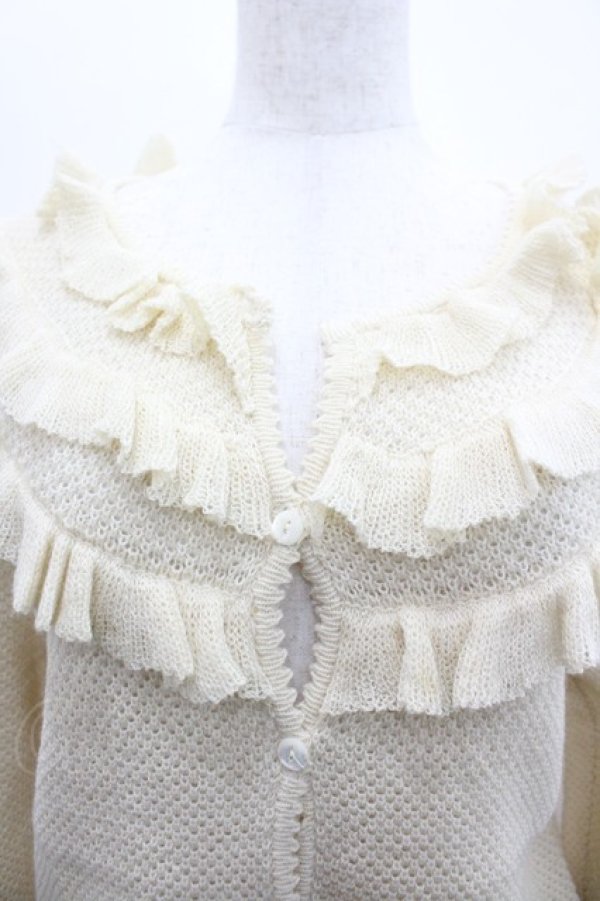 画像3: PINK HOUSE / 3段フリルニットカーディガン  アイボリー I-26-02-28-059-LO-TO-SA-ZI (3)