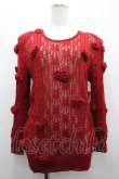 画像1: INGEBORG / カメリアモチーフ透かしニット  赤 I-26-02-28-060-LO-TO-SA-ZI (1)