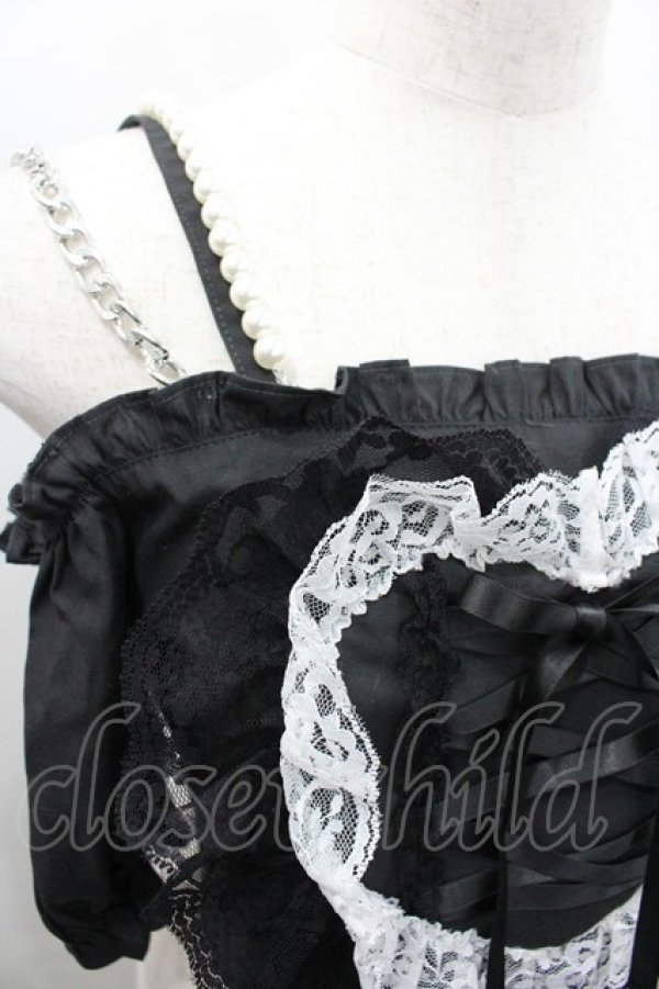 画像3: Ank Rouge / ハートスピンドルオフショル M 黒 I-26-02-28-006-CA-TO-TE-ZI (3)