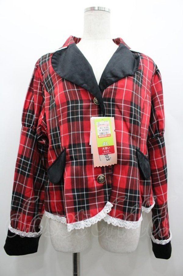 画像1: Eri Aino's Collection / シャーロットの水曜日ジャケット 4L 赤チェック I-26-02-28-061-PU-JA-SA-ZI (1)