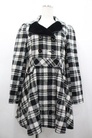 画像: Ank Rouge / ベロア襟チェックコート M 黒×白 I-26-02-28-063-CA-CO-TE-ZI