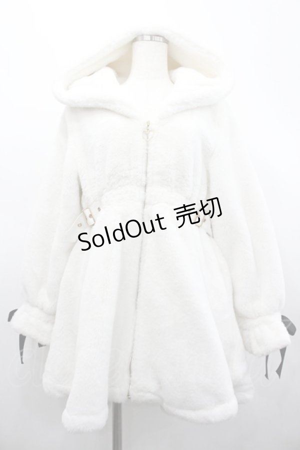 画像1: Rojita / ウエスト飾りベルトファーコート F 白 I-26-02-28-064-LO-JA-TE-ZI (1)