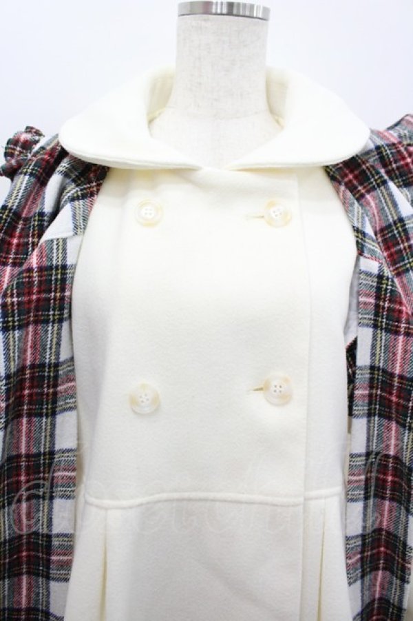 画像3: Kutir / 【クティールとレトロ】チェックボウタイ襟付きマルチウウェイステンカラーコート F オフホワイト I-26-02-28-066-LO-TO-TE-ZI (3)