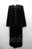 画像1: INGEBORG / 別珍リボンパールボタンジャケット&別珍スカートセットアップ  黒Ｘゴールド I-26-02-28-068-LO-JA-SA-ZI (1)