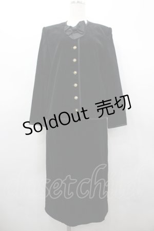 画像: INGEBORG / 別珍リボンパールボタンジャケット&別珍スカートセットアップ  黒Ｘゴールド I-26-02-28-068-LO-JA-SA-ZI