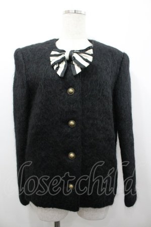 画像: INGEBORG / ボーダーリボンボアジャケット  黒Ｘ白 I-26-02-28-070-LO-JA-SA-ZI