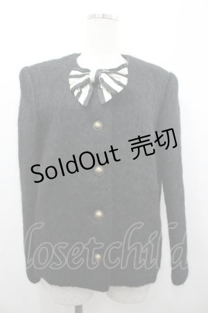 画像: INGEBORG / ボーダーリボンボアジャケット  黒Ｘ白 I-26-02-28-070-LO-JA-SA-ZI